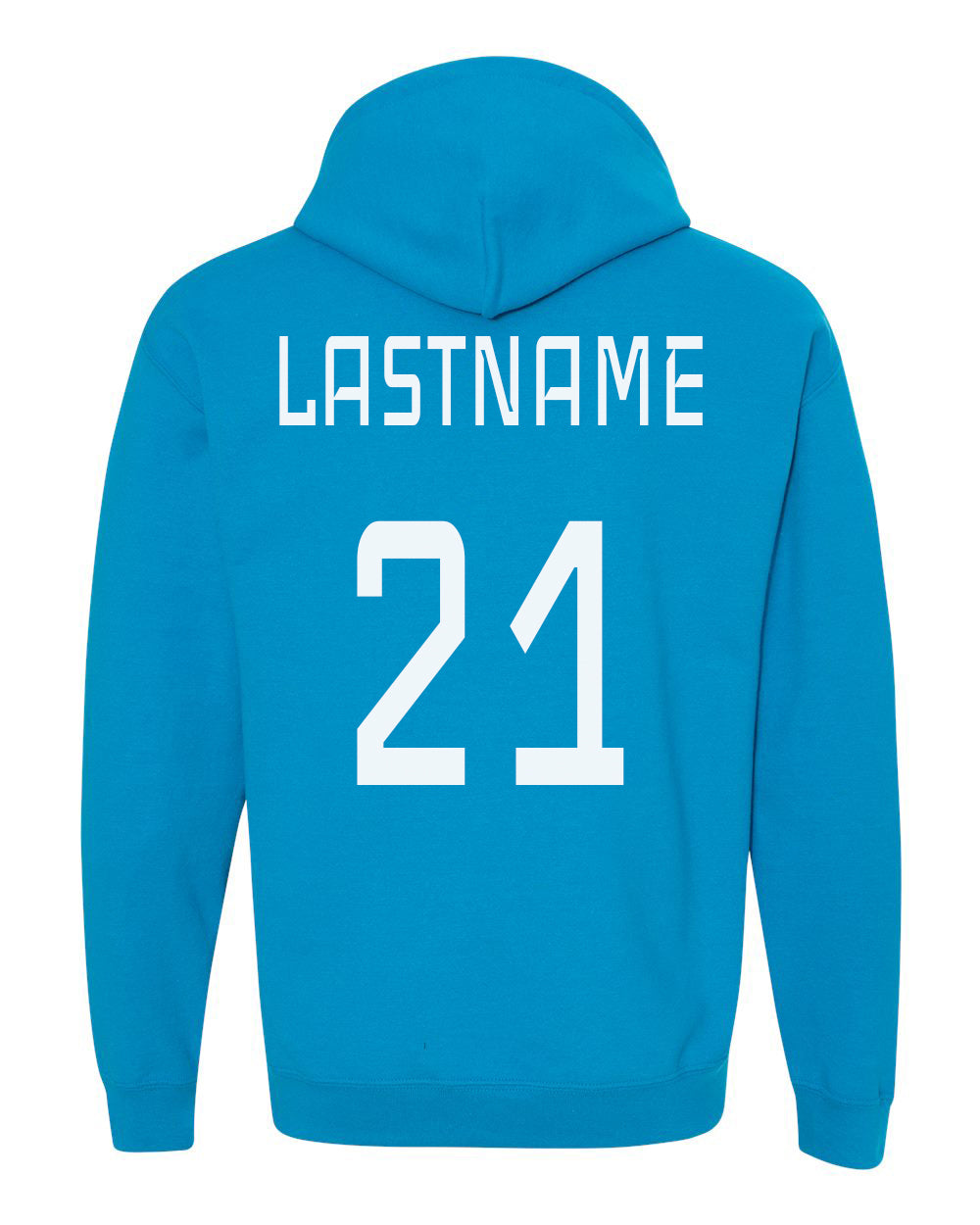White Atomic Soccer Club Hoodie in Sapphire (Optional Personalization)