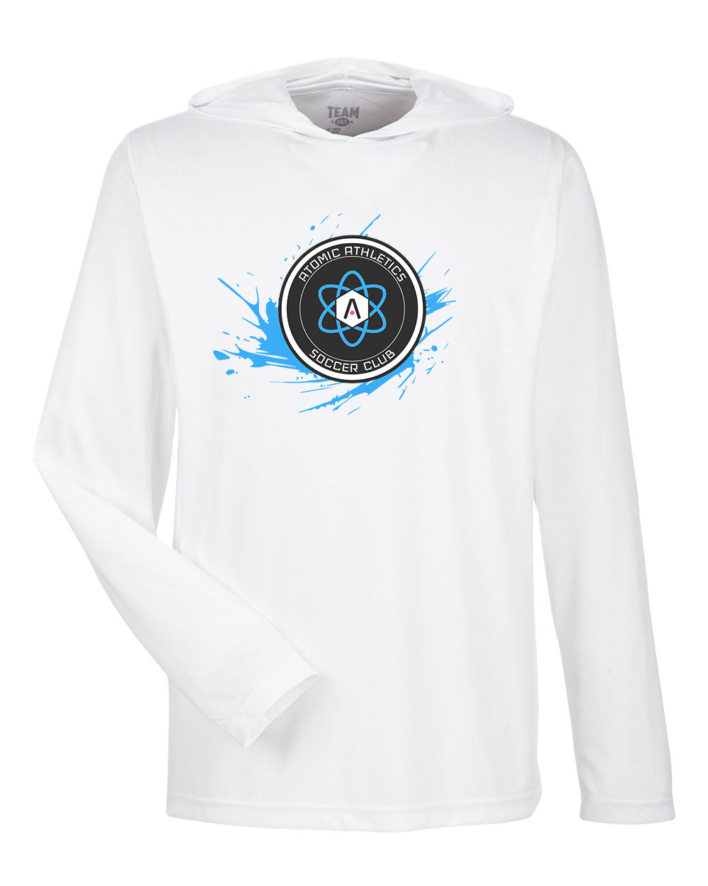 Atomic Splash Performance Long Sleeve Tee With Hood In White