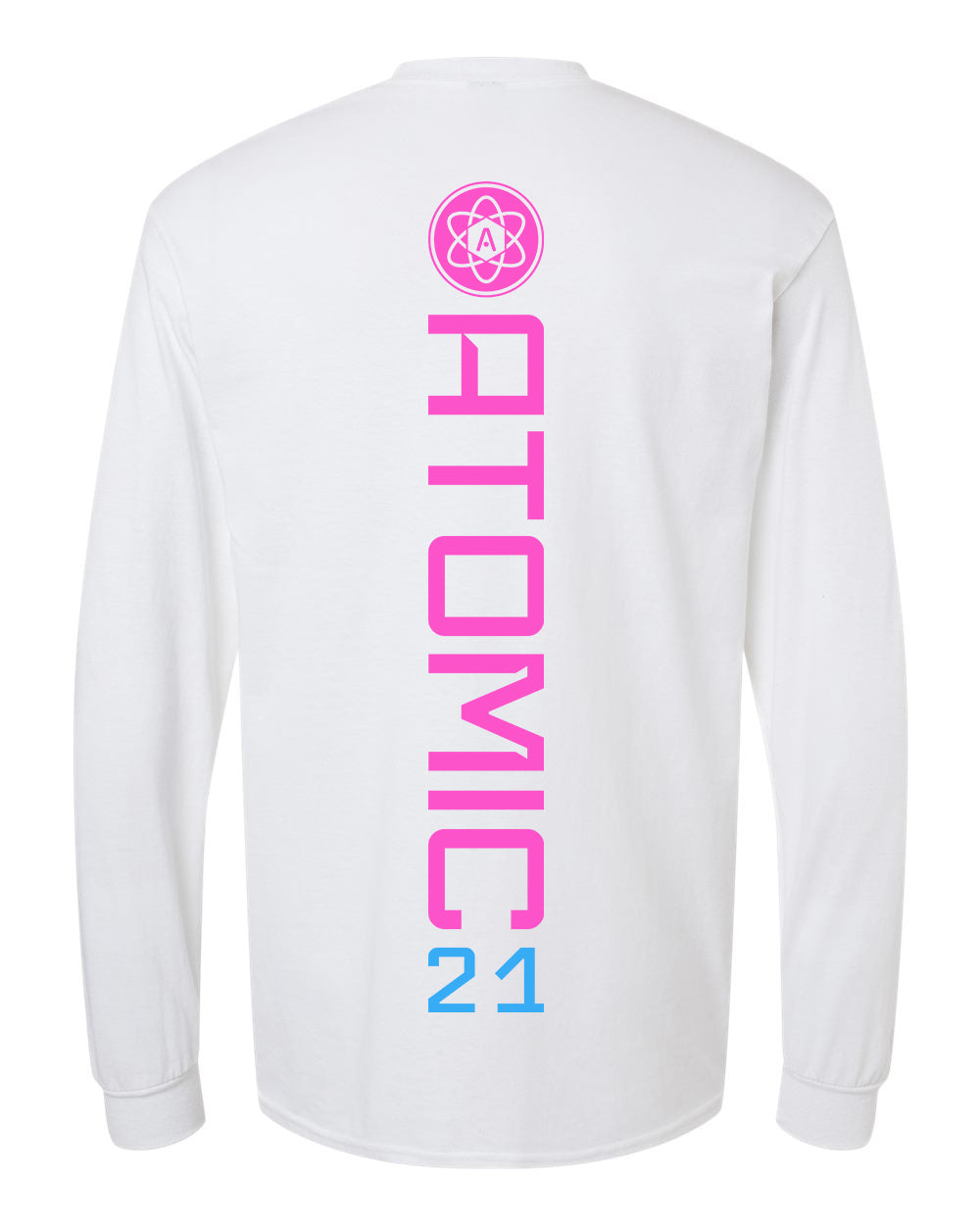 Atomic Iron Man Long Sleeve Graphic Tee in White (Optional Personalization)