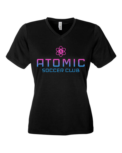 Ladies Pink & Blue Ombre Atomic Soccer Club Performance Tee in Black