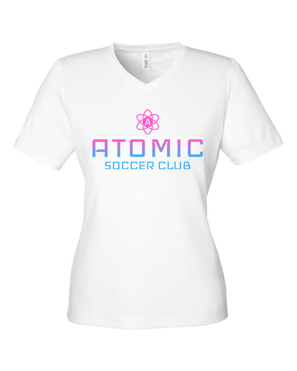 Ladies Pink & Blue Ombre Atomic Soccer Club Performance Tee in White
