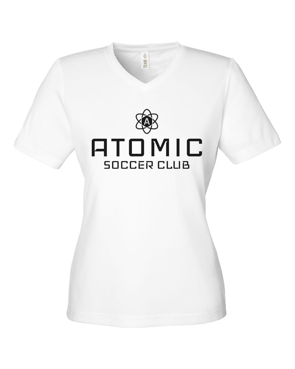 Ladies Black Atomic Soccer Club Performance Tee in White