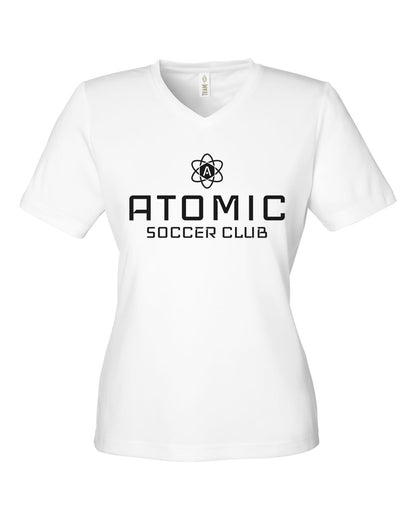 Ladies Black Atomic Soccer Club Performance Tee in White