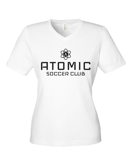 Ladies Black Atomic Soccer Club Performance Tee in White