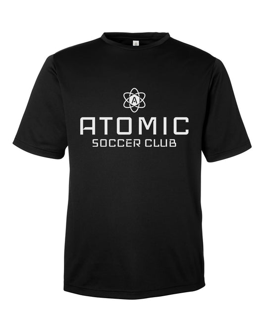 White Atomic Soccer Club Performance Tee in Black