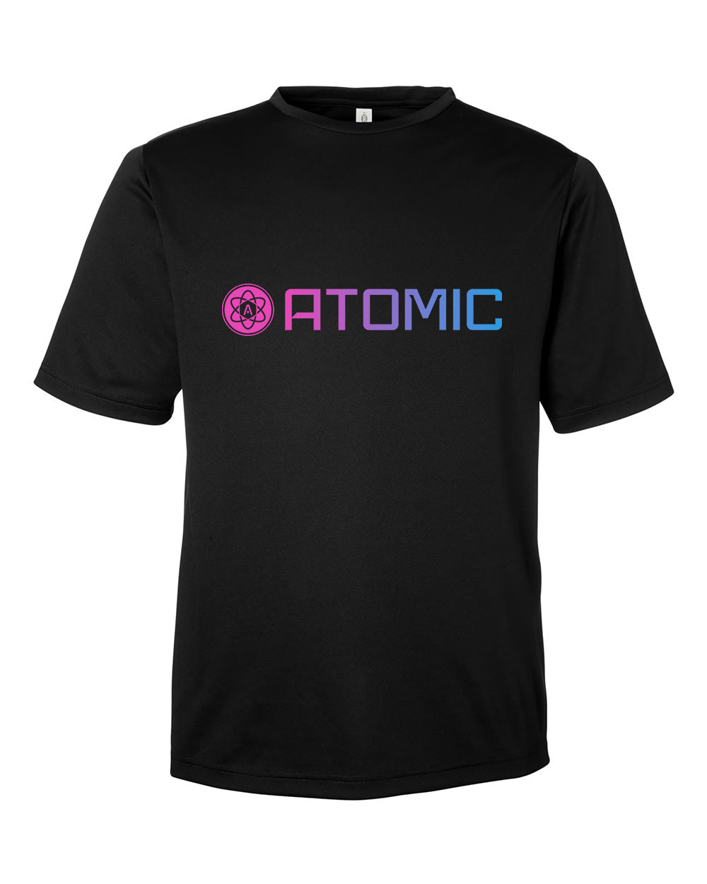 Pink & Blue Horizontal Ombre Atomic Performance Tee in Black