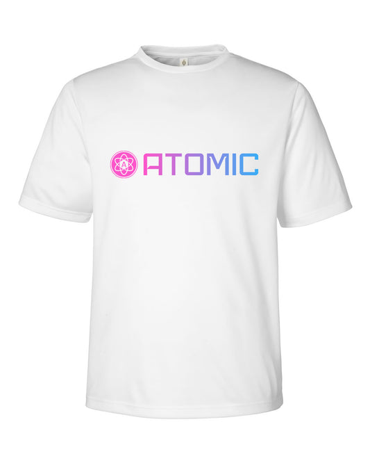 Pink & Blue Horizontal Ombre Atomic Performance Tee in White