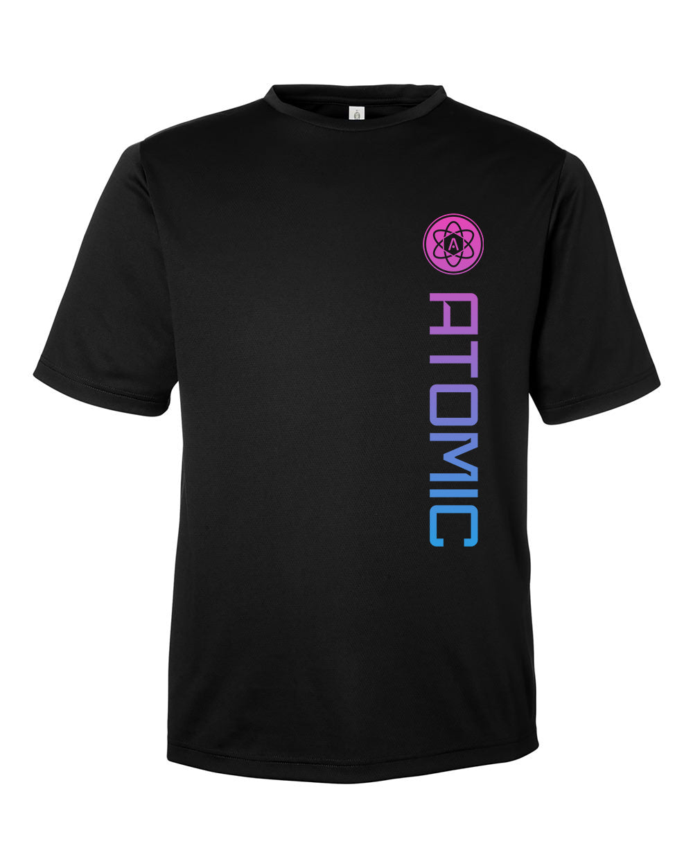 Pink & Blue Ombre Vertical Atomic Performance Tee in Black