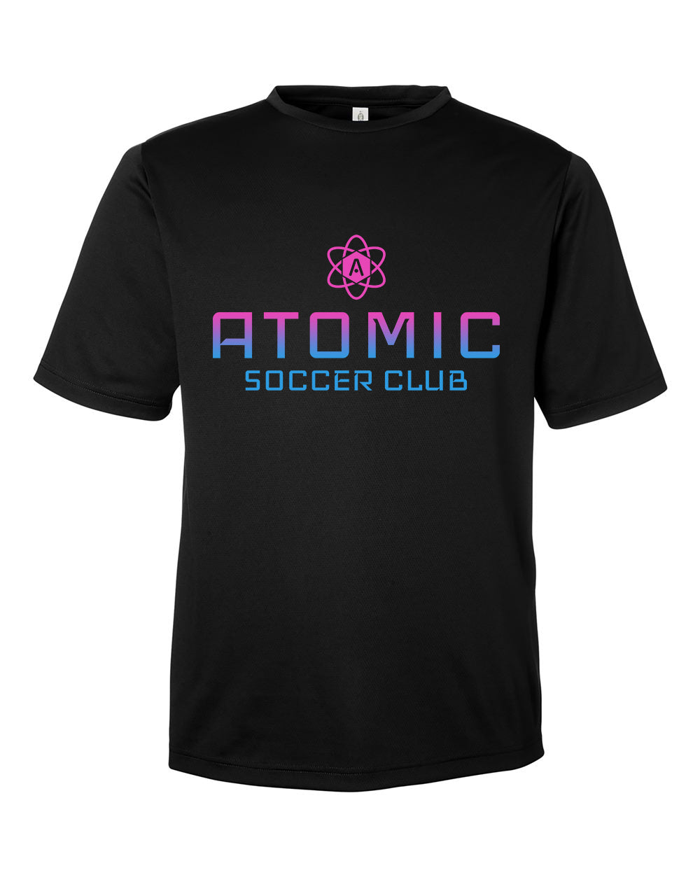 Pink & Blue Ombre Atomic Soccer Club Performance Tee in Black