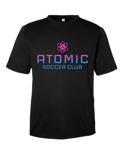 Pink & Blue Ombre Atomic Soccer Club Performance Tee in Black