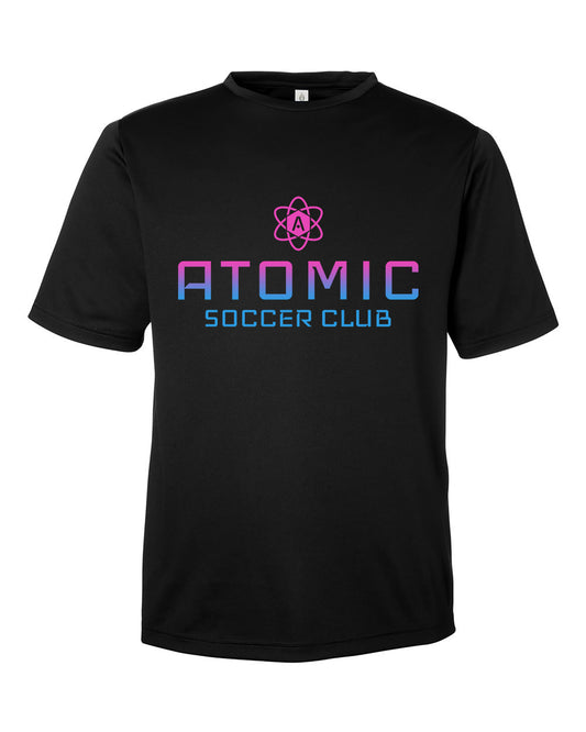 Pink & Blue Ombre Atomic Soccer Club Performance Tee in Black