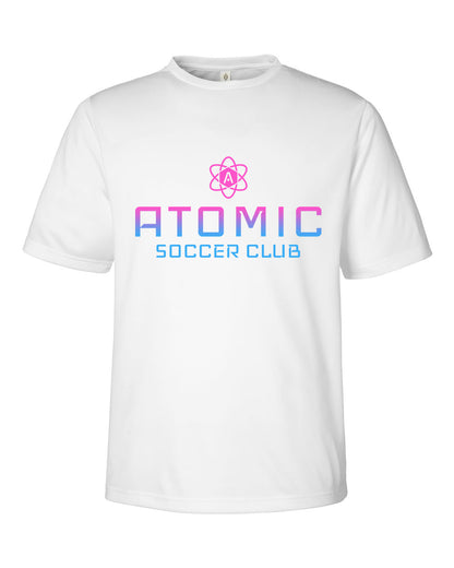 Pink & Blue Ombre Atomic Soccer Club Performance Tee in White