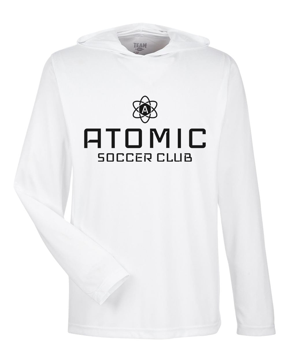 Black Atomic Soccer Club Performance Long Sleeve Tee With Hood In White