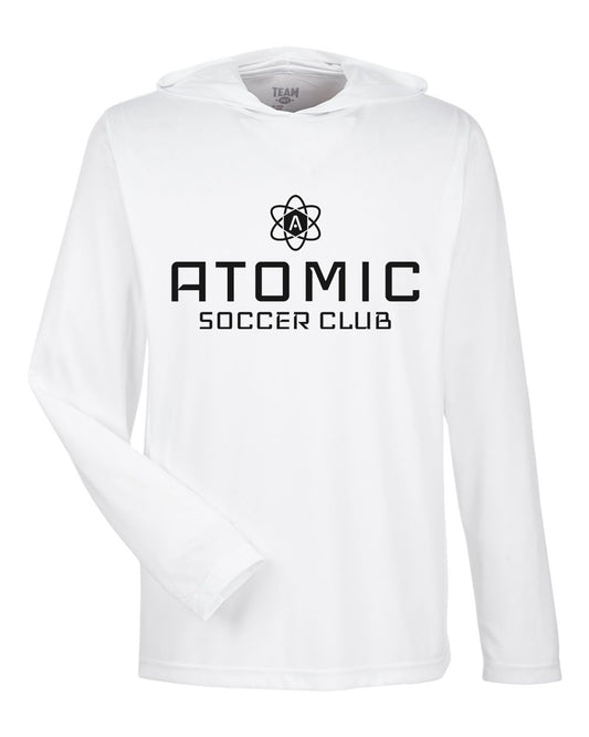 Black Atomic Soccer Club Performance Long Sleeve Tee With Hood In White