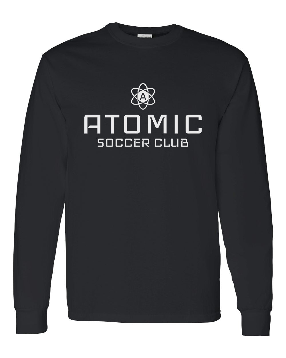 White Atomic Soccer Club Long Sleeve Graphic Tee in Black