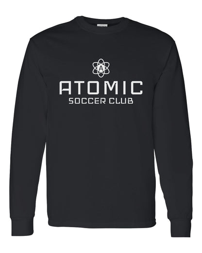 White Atomic Soccer Club Long Sleeve Graphic Tee in Black