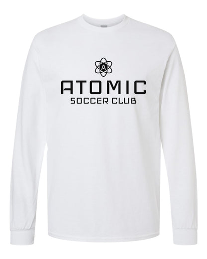 Black Atomic Soccer Club Long Sleeve Graphic Tee in White