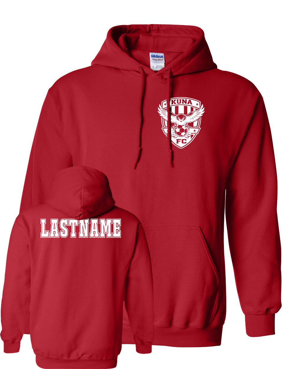 Kuna PAL Soccer FC Pocket Hoodie in Red (Optional Personalization)