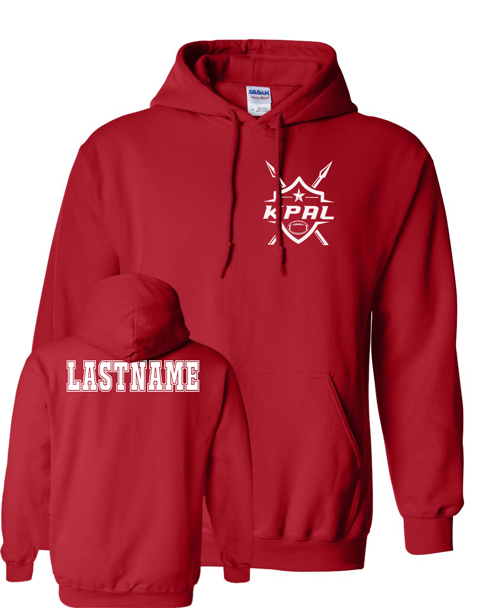 Kuna PAL Football Pocket Hoodie in Red (Optional Personalization)
