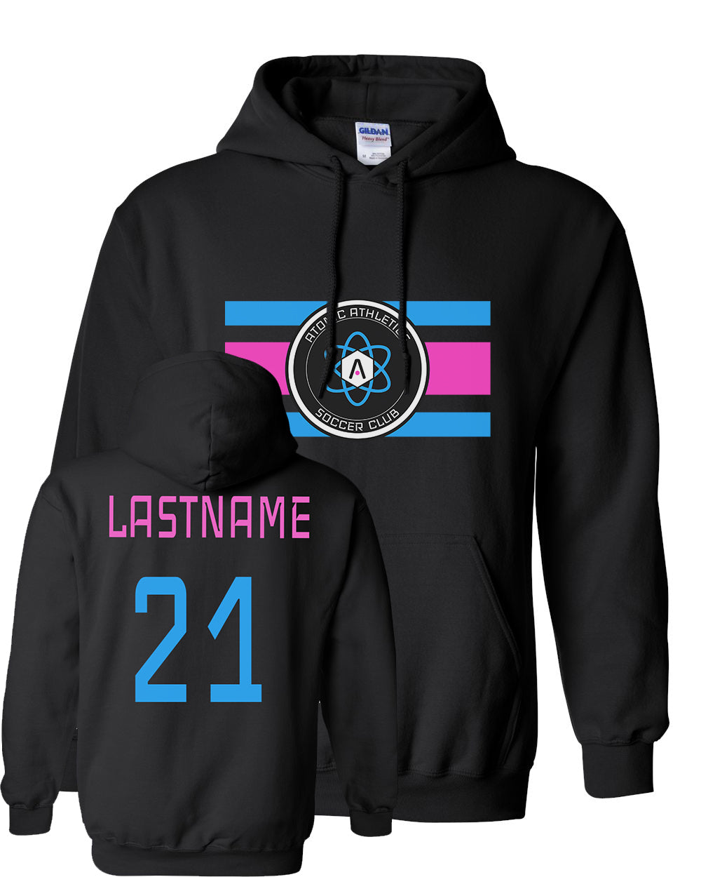 Atomic Flag Horizontal Hoodie in Black (Optional Personalization)