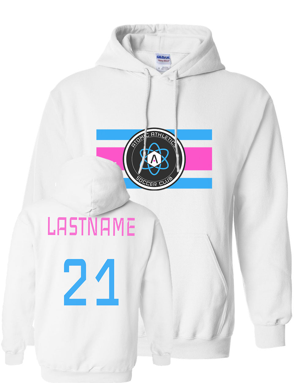 Atomic Flag Horizontal Hoodie in White (Optional Personalization)