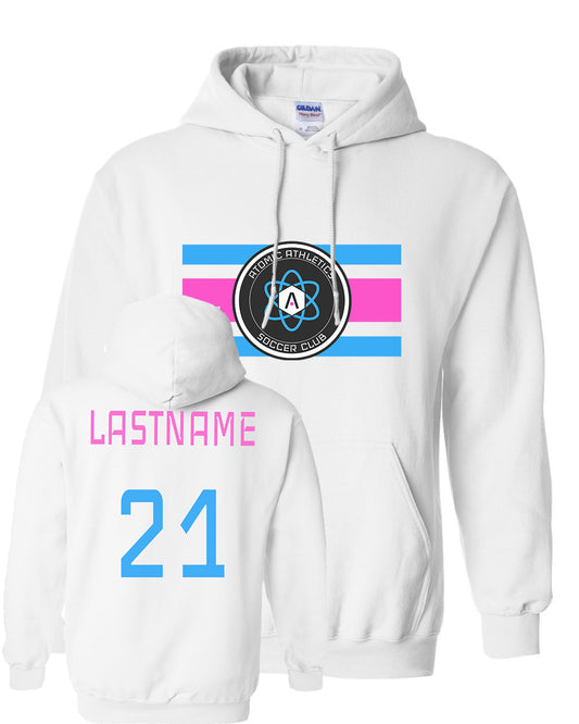 Atomic Flag Horizontal Hoodie in White (Optional Personalization)