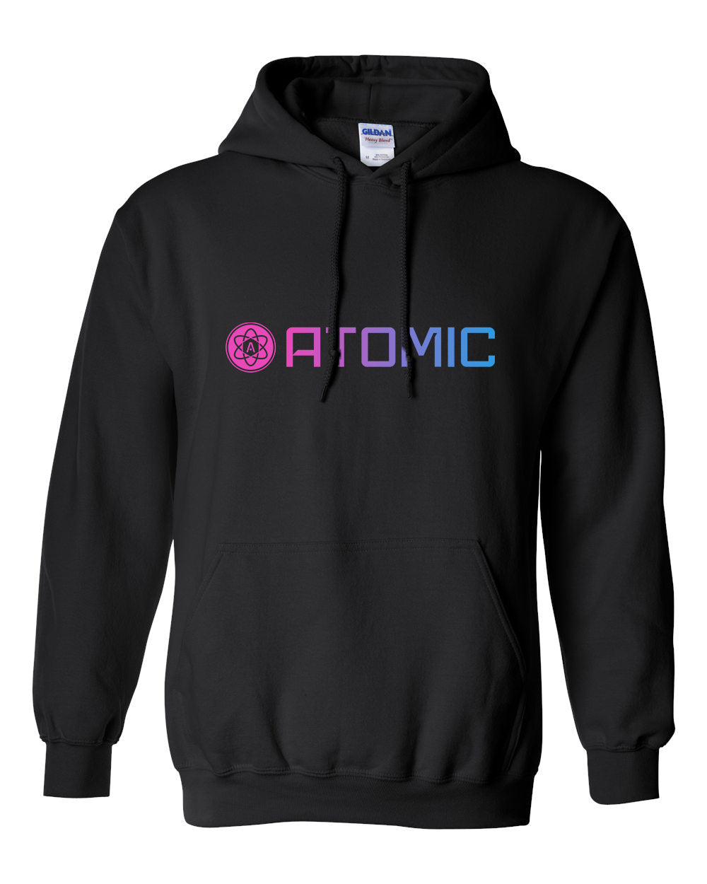 Pink & Blue Horizontal Ombre Atomic Hoodie in Black (Optional Personalization)