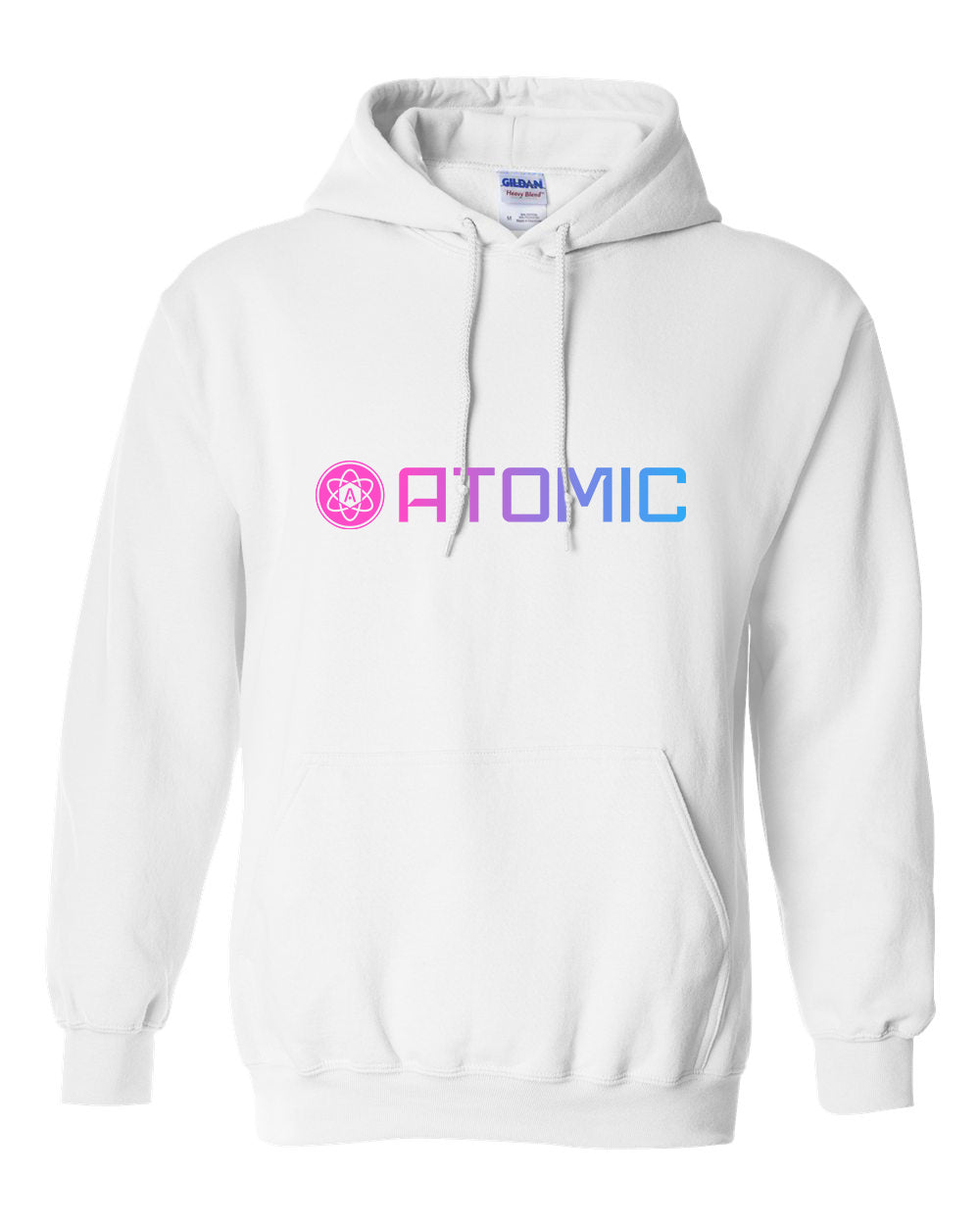 Pink & Blue Horizontal Ombre Atomic Hoodie in White (Optional Personalization)