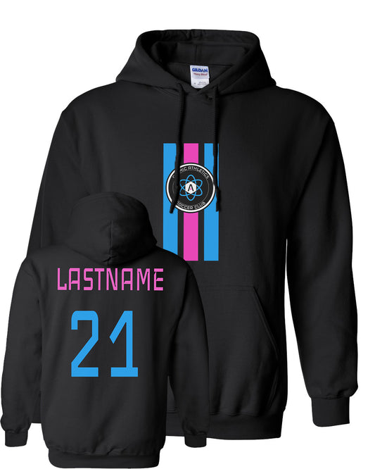 Atomic Flag Vertical Hoodie in Black (Optional Personalization)