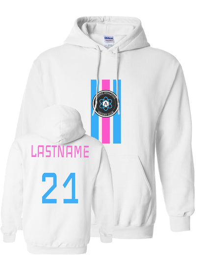 Atomic Flag Vertical Hoodie in White (Optional Personalization)
