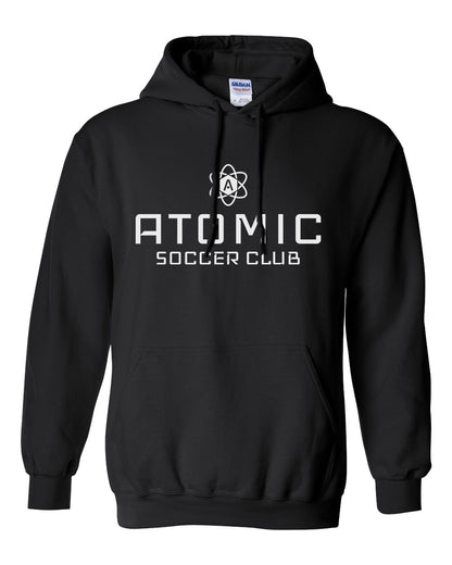 White Atomic Soccer Club Hoodie in Black (Optional Personalization)