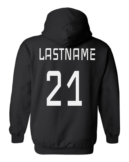 White Atomic Soccer Club Hoodie in Black (Optional Personalization)