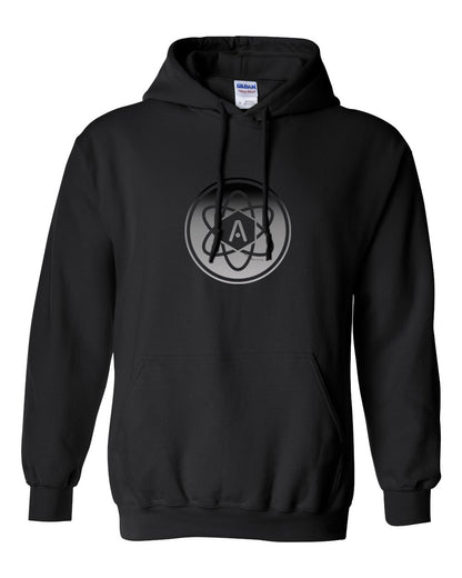Gray Ombre Atomic Iron Man Hoodie in Black (Optional Personalization)
