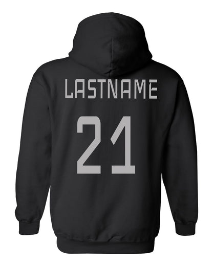 Gray Ombre Atomic Iron Man Hoodie in Black (Optional Personalization)