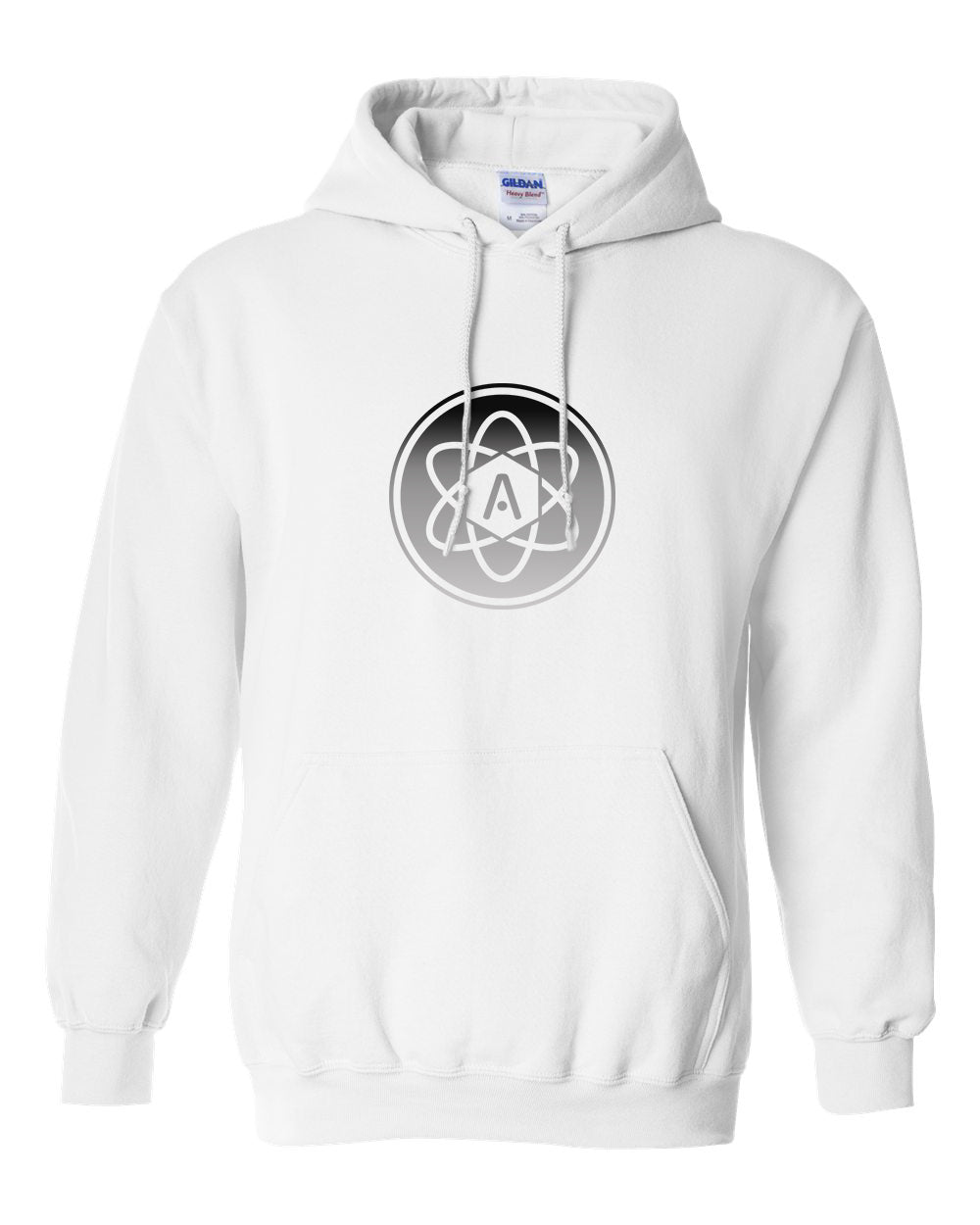 Gray Ombre Atomic Iron Man Hoodie in White (Optional Personalization)