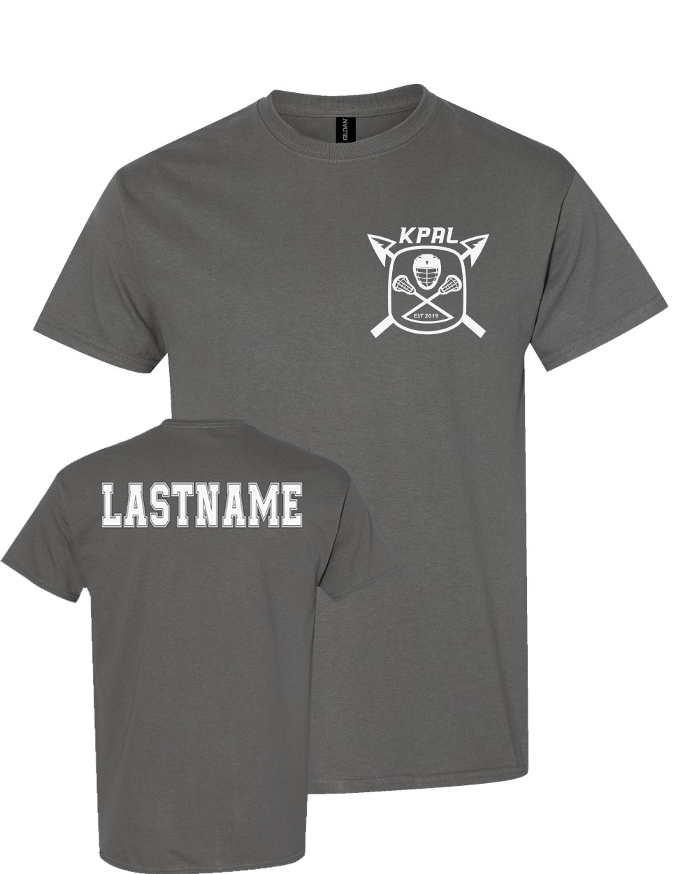 Kuna PAL Lacrosse Pocket Graphic Tee in Charcoal (Optional Personalization)