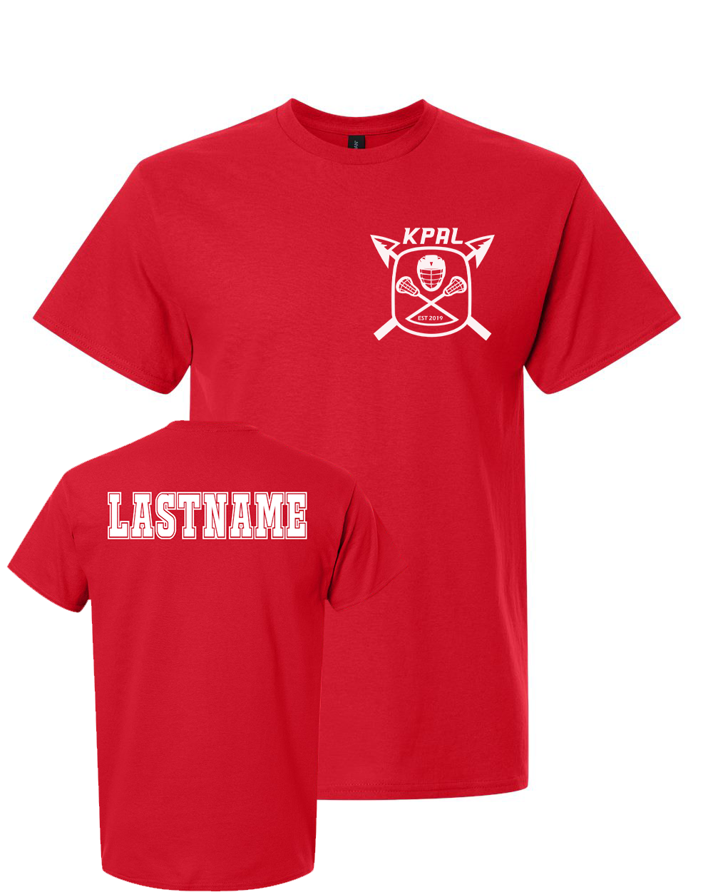 Kuna PAL Lacrosse Pocket Graphic Tee in Red (Optional Personalization)