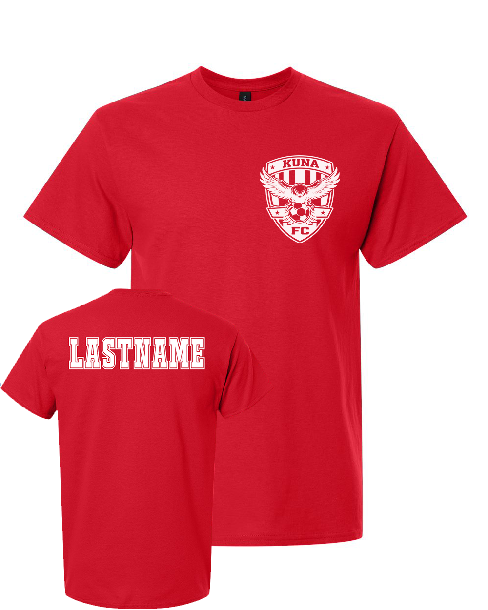 Kuna PAL Soccer FC Pocket Graphic Tee in Red (Optional Personalization)