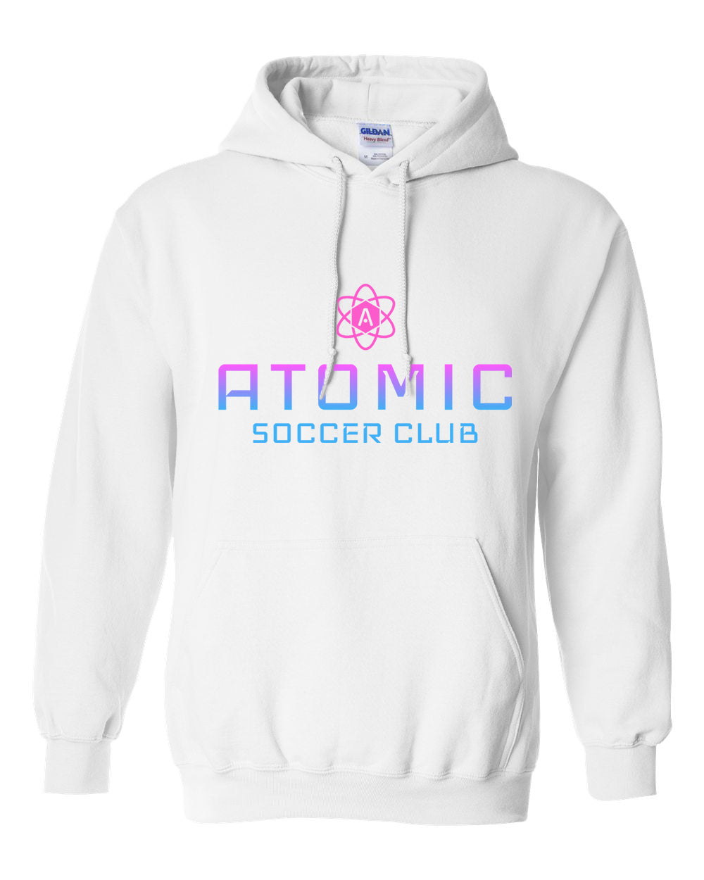 Pink & Blue Ombre Atomic Soccer Club Hoodie in White (Optional Personalization)
