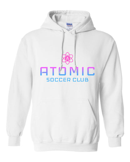 Pink & Blue Ombre Atomic Soccer Club Hoodie in White (Optional Personalization)