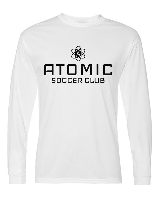 Black Atomic Soccer Club Performance Long Sleeve Tee in White