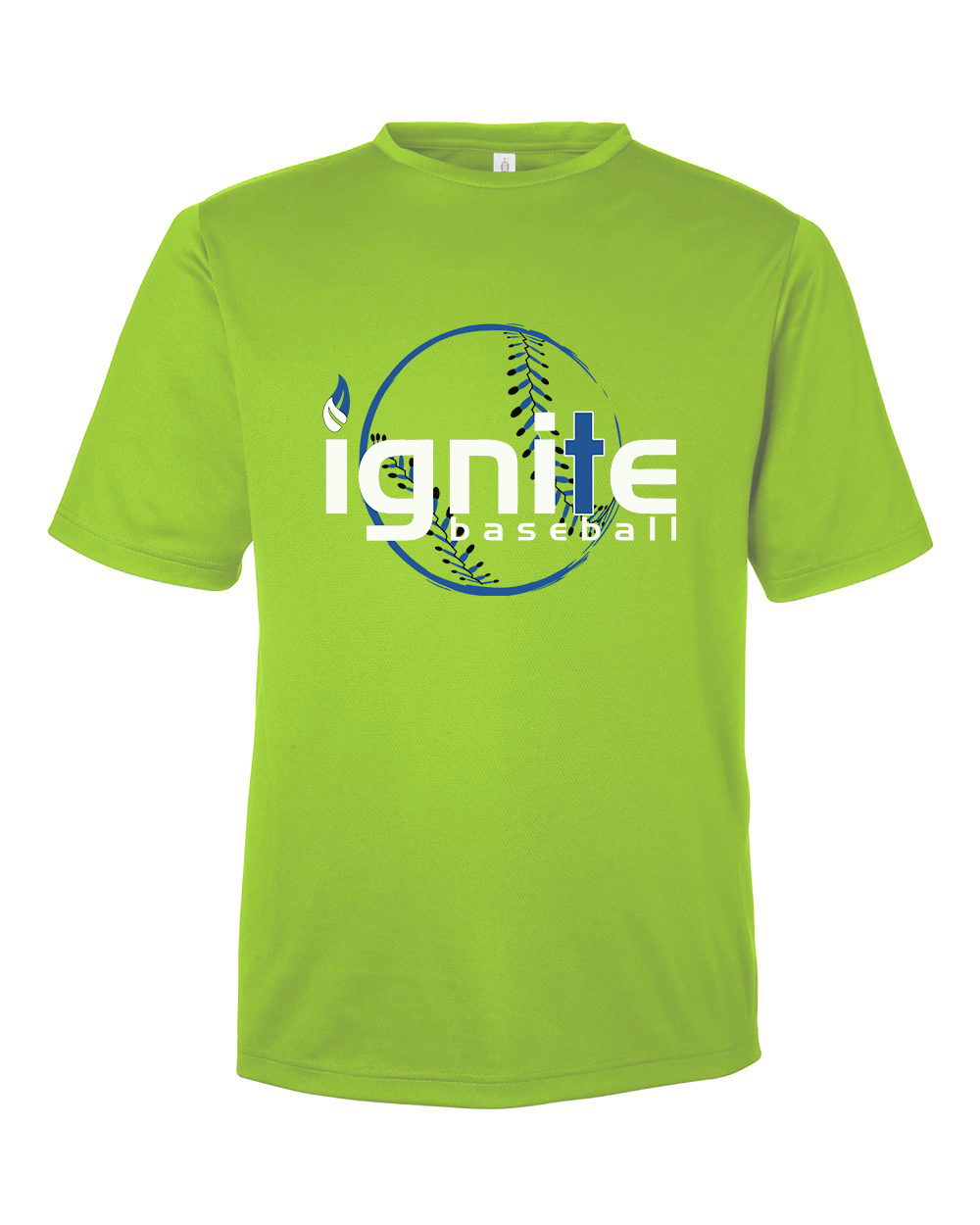 Ignite Baseball Performance Tee in Acid Green (Optional Personalized)