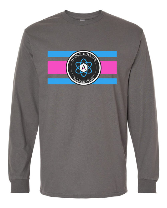 Atomic Flag Horizontal Long Sleeve Graphic Tee in Charcoal