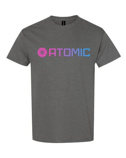 Pink & Blue Ombre Horizontal Atomic Graphic Tee in Charcoal