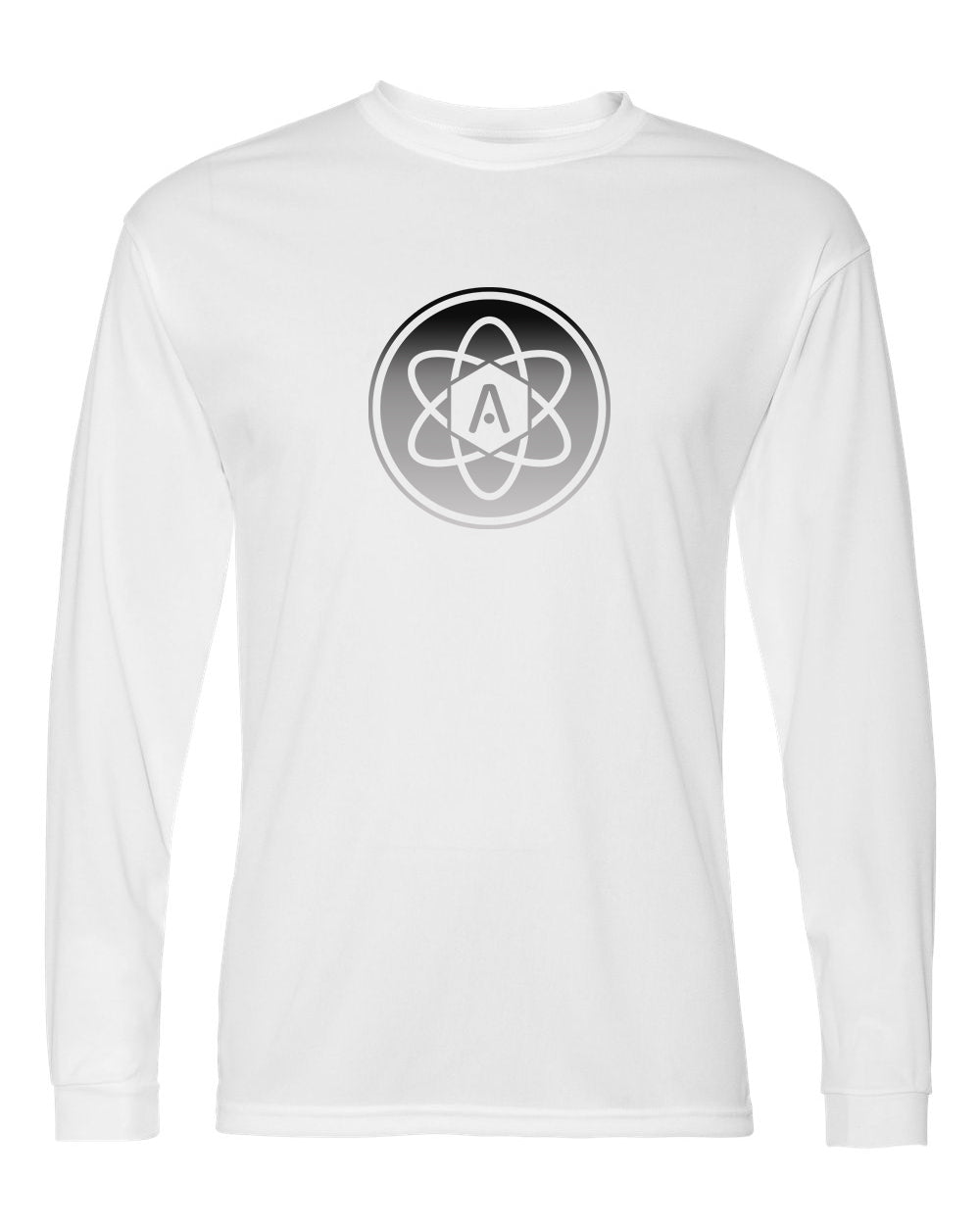Gray Ombre Atomic Iron Man Performance Long Sleeve Tee in White