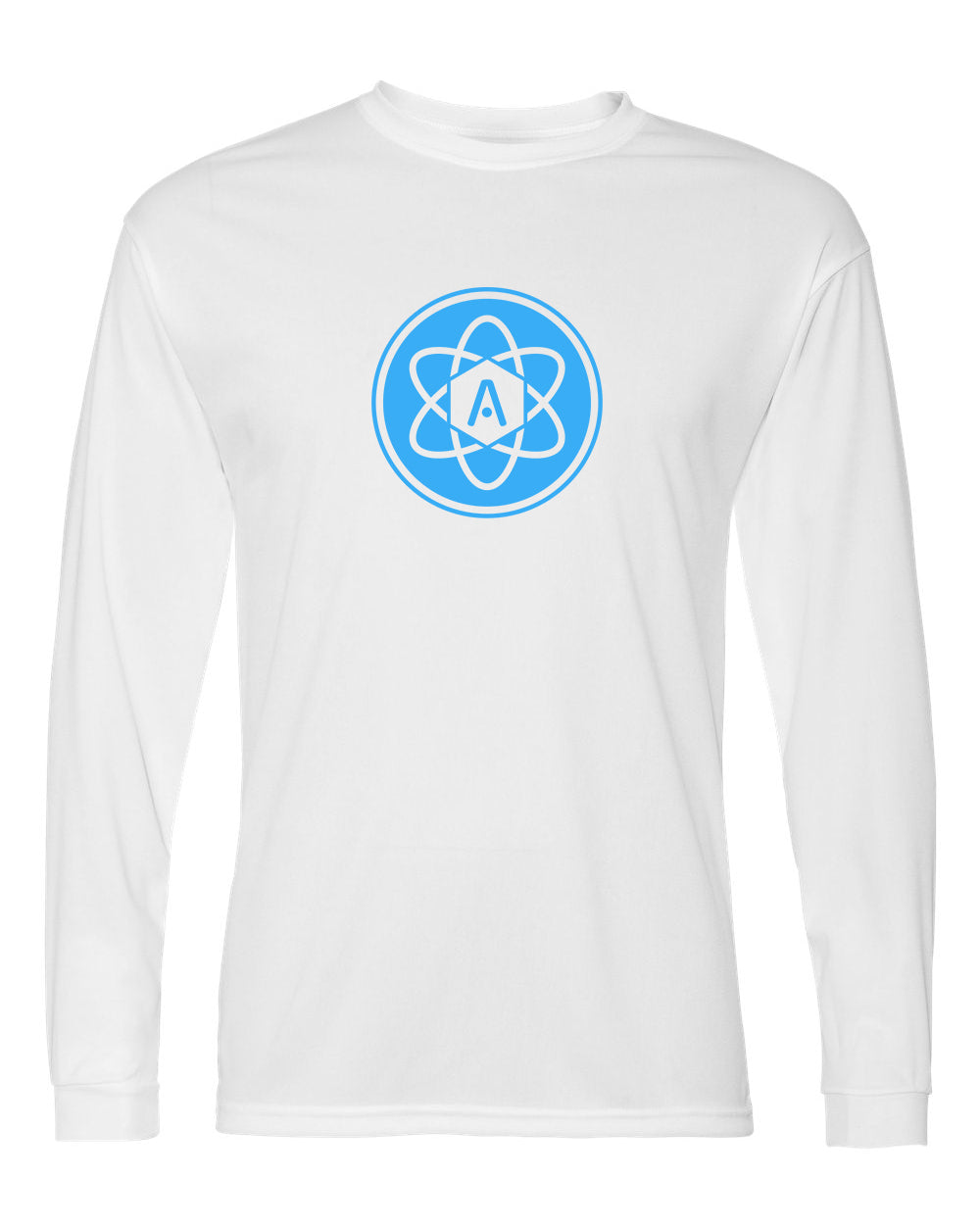 Atomic Iron Man Performance Long Sleeve Tee in White (Optional Personalized)