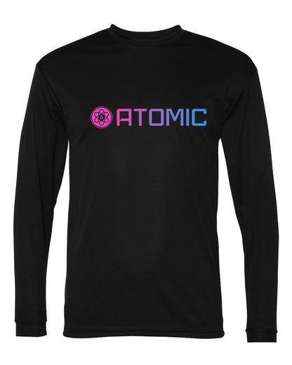 Pink & Blue Horizontal Ombre Atomic Performance Long Sleeve Tee in Black