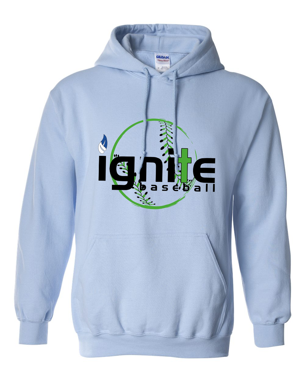 Ignite Baseball Hoodie in Light Blue (Optional Personalization)