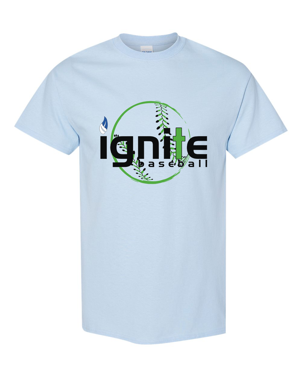Ignite Baseball Graphic Tee in Light Blue (Optional Personalization)