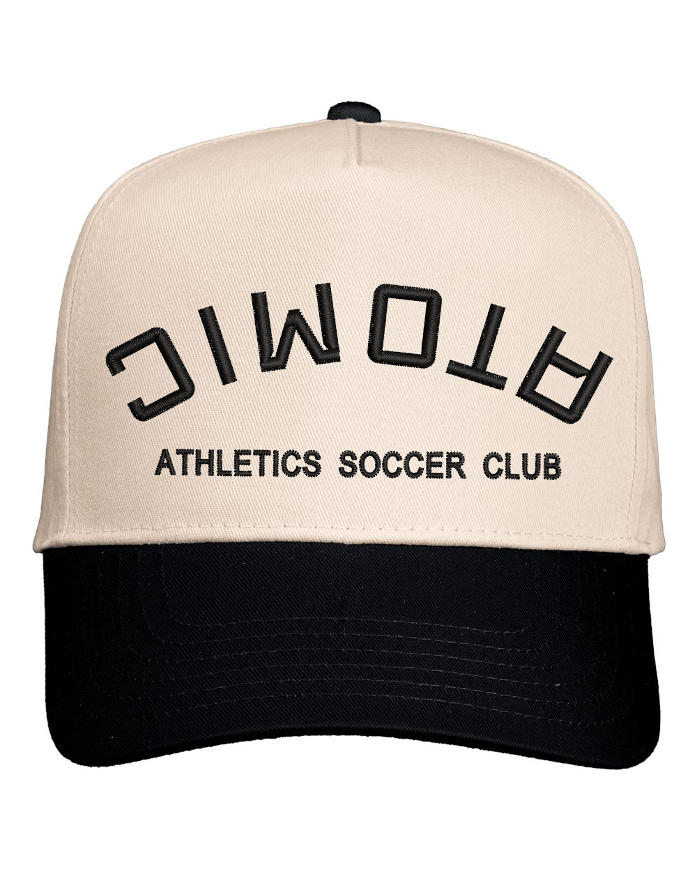 Atomic Backwards Soccer Club Embroidered Twill Hat in Natural/Black